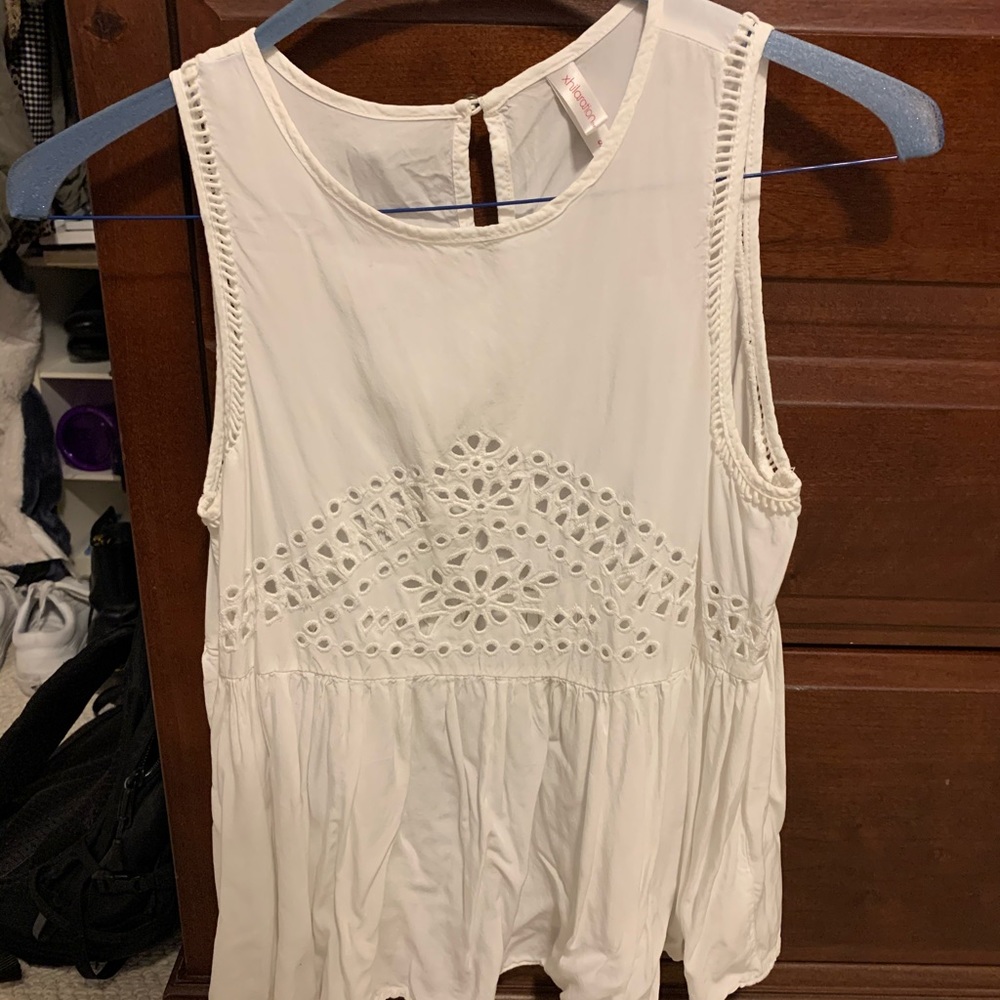 White Cutout tank top
